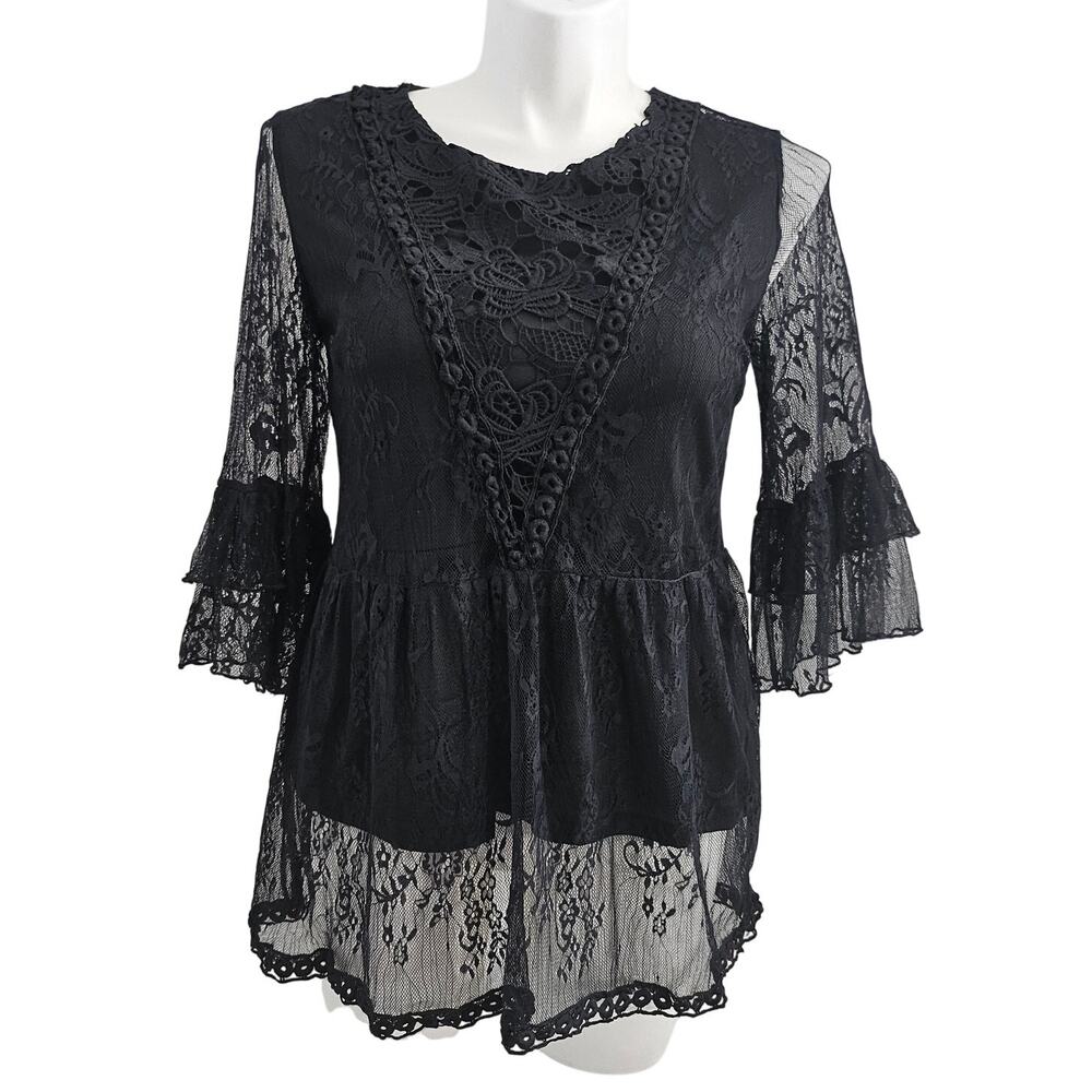 Suzanne Betro black Lace Empire Waist sz M